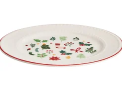 Outlet Beliani Set di 12 stoviglie SAFFRON Porcellana Bianco Bianco Rosso