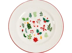 Outlet Beliani Set di 12 stoviglie SAFFRON Porcellana Bianco Bianco Rosso