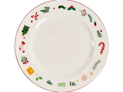 Outlet Beliani Set di 12 stoviglie SAFFRON Porcellana Bianco Bianco Rosso
