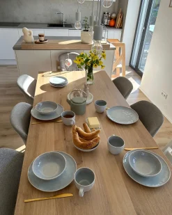 Discount Beliani Set di 16 stoviglie SESAME Gres porcellanato chiaro Grigio