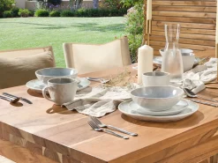 Discount Beliani Set di 16 stoviglie SESAME Gres porcellanato chiaro Grigio