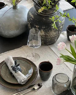 Sale Beliani Set di 16 stoviglie THYME Gres porcellanato Verde scuro Marrone Verde