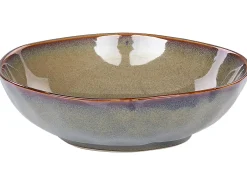 Sale Beliani Set di 16 stoviglie THYME Gres porcellanato Verde scuro Marrone Verde