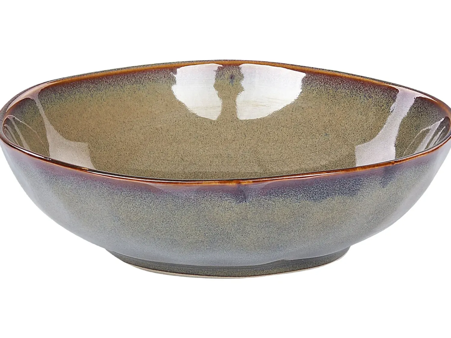 Sale Beliani Set di 16 stoviglie THYME Gres porcellanato Verde scuro Marrone Verde