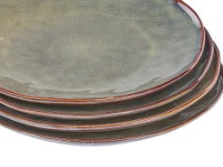 Sale Beliani Set di 16 stoviglie THYME Gres porcellanato Verde scuro Marrone Verde