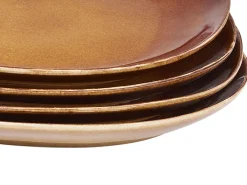 Online Beliani Set di 16 stoviglie TURMERIC Gres porcellanato dorato Marrone
