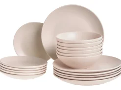 Best Beliani Set di 18 stoviglie VIVANI Gres porcellanato chiaro Beige