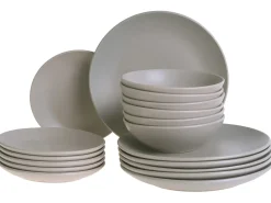 Outlet Beliani Set di 18 stoviglie VIVANI Gres porcellanato Grigio
