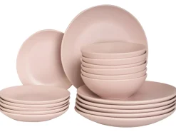 Best Beliani Set di 18 stoviglie VIVANI Gres porcellanato Rosa