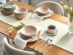 Best Beliani Set di 18 stoviglie VIVANI Gres porcellanato Rosa