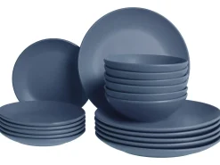 Hot Beliani Set di 18 stoviglie VIVANI Gres porcellanato Blu