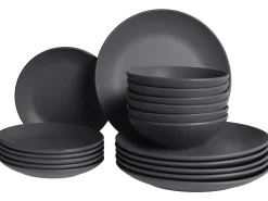 Online Beliani Set di 18 stoviglie VIVANI Gres porcellanato Nero