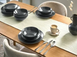 Online Beliani Set di 18 stoviglie VIVANI Gres porcellanato Nero