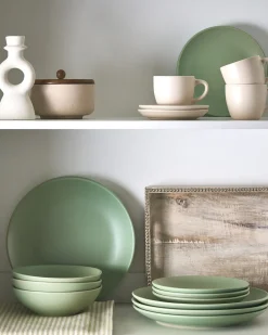 Beliani Set di 18 stoviglie VIVANI Gres porcellanato Verde