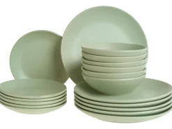 Beliani Set di 18 stoviglie VIVANI Gres porcellanato Verde