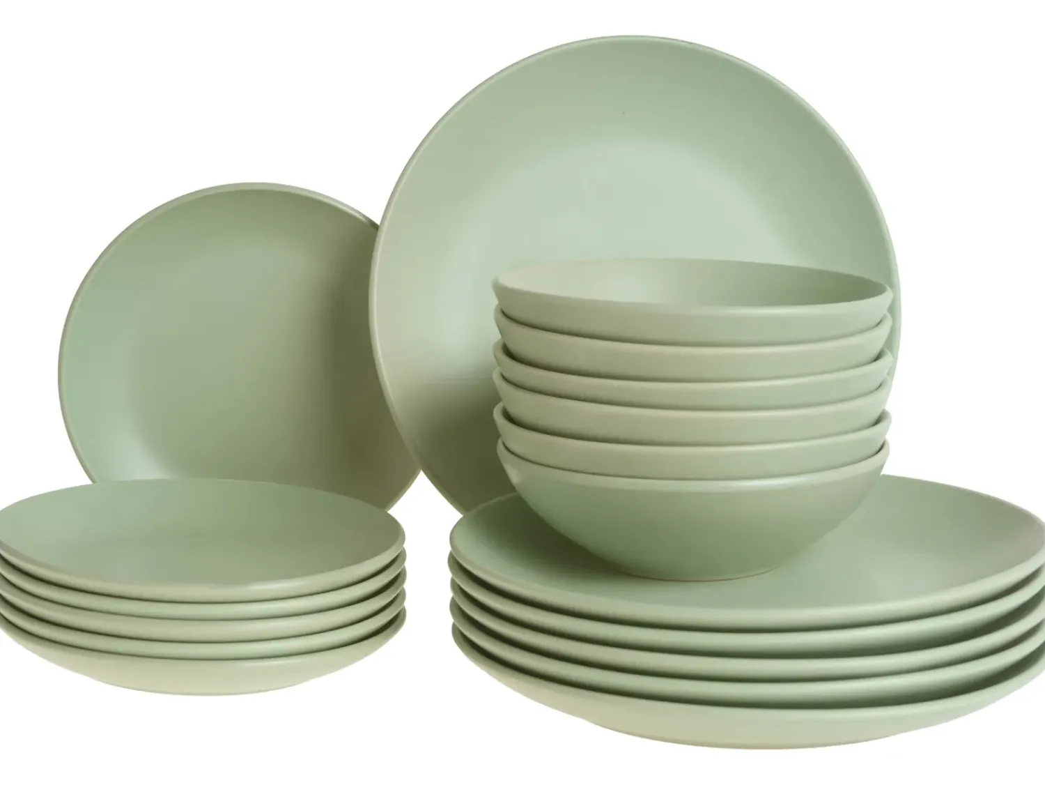 Beliani Set di 18 stoviglie VIVANI Gres porcellanato Verde