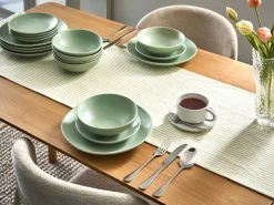 Beliani Set di 18 stoviglie VIVANI Gres porcellanato Verde
