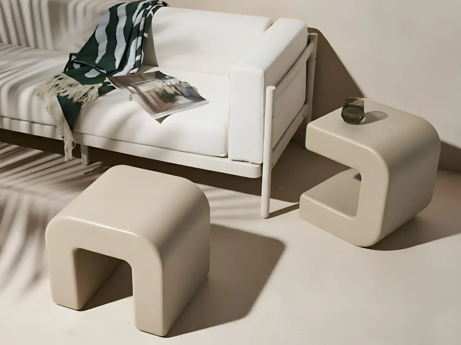 Sale Beliani Set di 2 tavolini MOZIA Verde oliva Beige Beige Verde