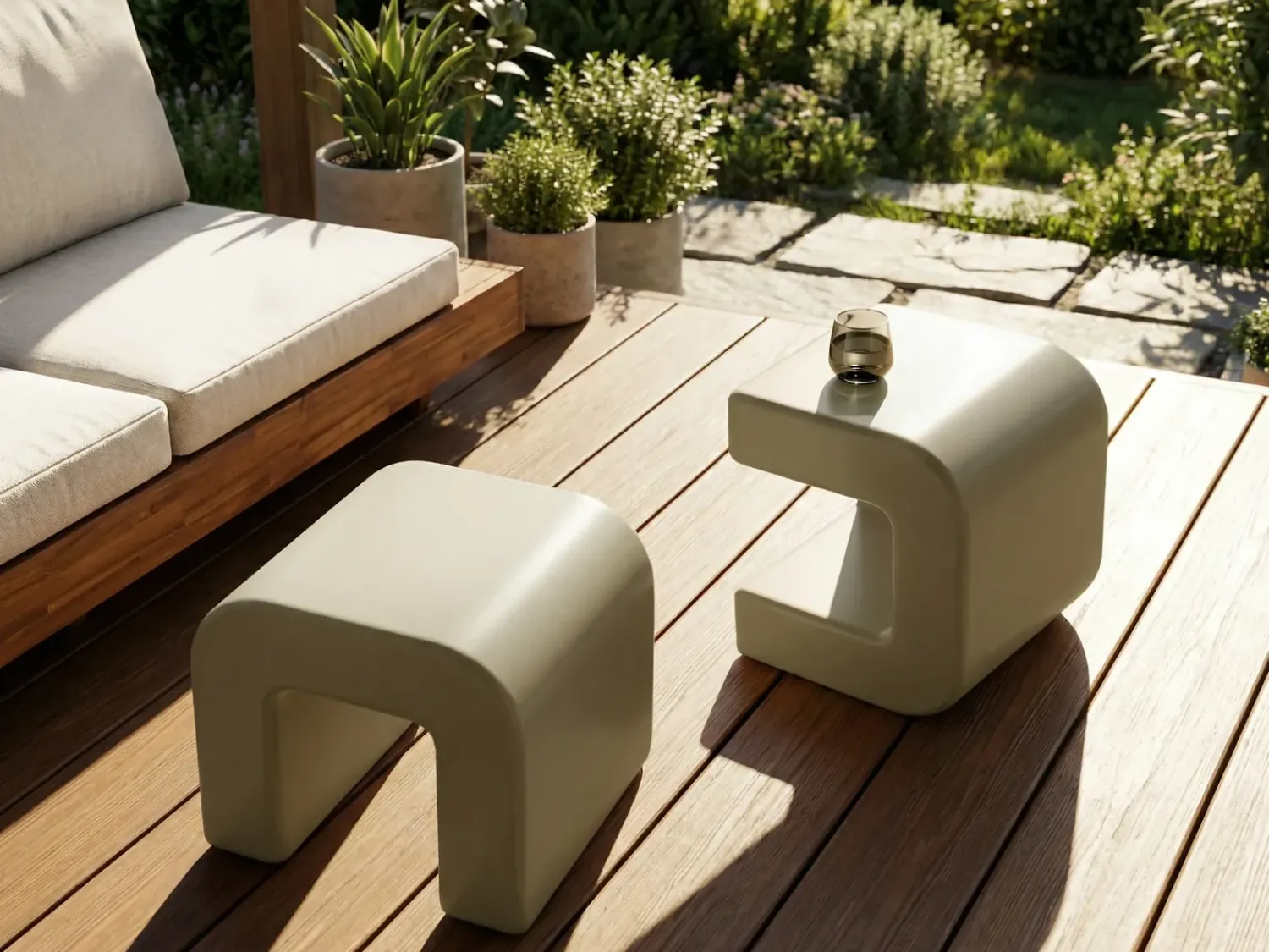Sale Beliani Set di 2 tavolini MOZIA Verde oliva Beige Beige Verde