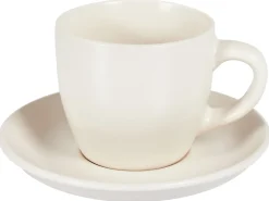 Discount Beliani Set di 4 tazze con piattini CARAWAY Gres porcellanato sporco Bianco