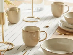 Hot Beliani Set di 4 tazze GINSENG Gres porcellanato chiaro Beige