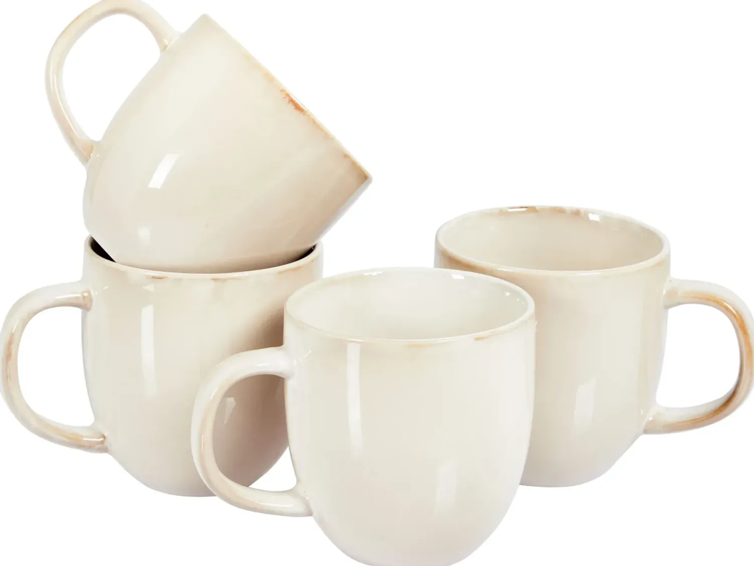 Hot Beliani Set di 4 tazze GINSENG Gres porcellanato chiaro Beige