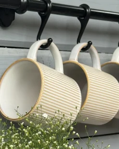 Outlet Beliani Set di 4 tazze MUGWORT Gres porcellanato chiaro Beige