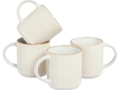 Outlet Beliani Set di 4 tazze MUGWORT Gres porcellanato chiaro Beige
