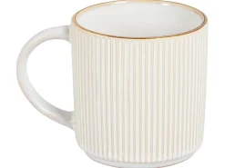 Outlet Beliani Set di 4 tazze MUGWORT Gres porcellanato chiaro Beige