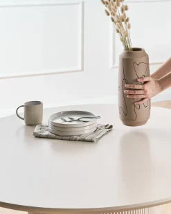 Outlet Beliani Set di 4 tazze MUGWORT Gres porcellanato chiaro Beige