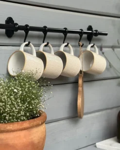 Outlet Beliani Set di 4 tazze MUGWORT Gres porcellanato chiaro Beige