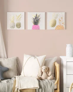 New Beliani Set di 3 tele APESIKA Motivo naturale 30 x 30 cm Oro Rosa Oro Verde