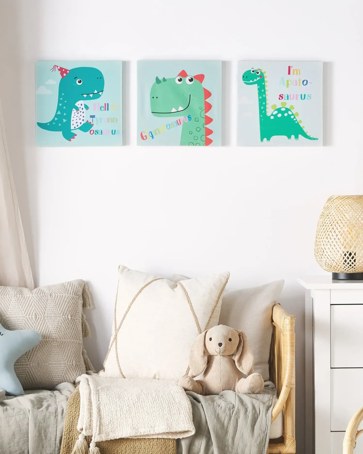 Discount Beliani Set di 3 tele BINGUI Motivo per bambini 30 x 30 cm Multicolore Verde Multicolore