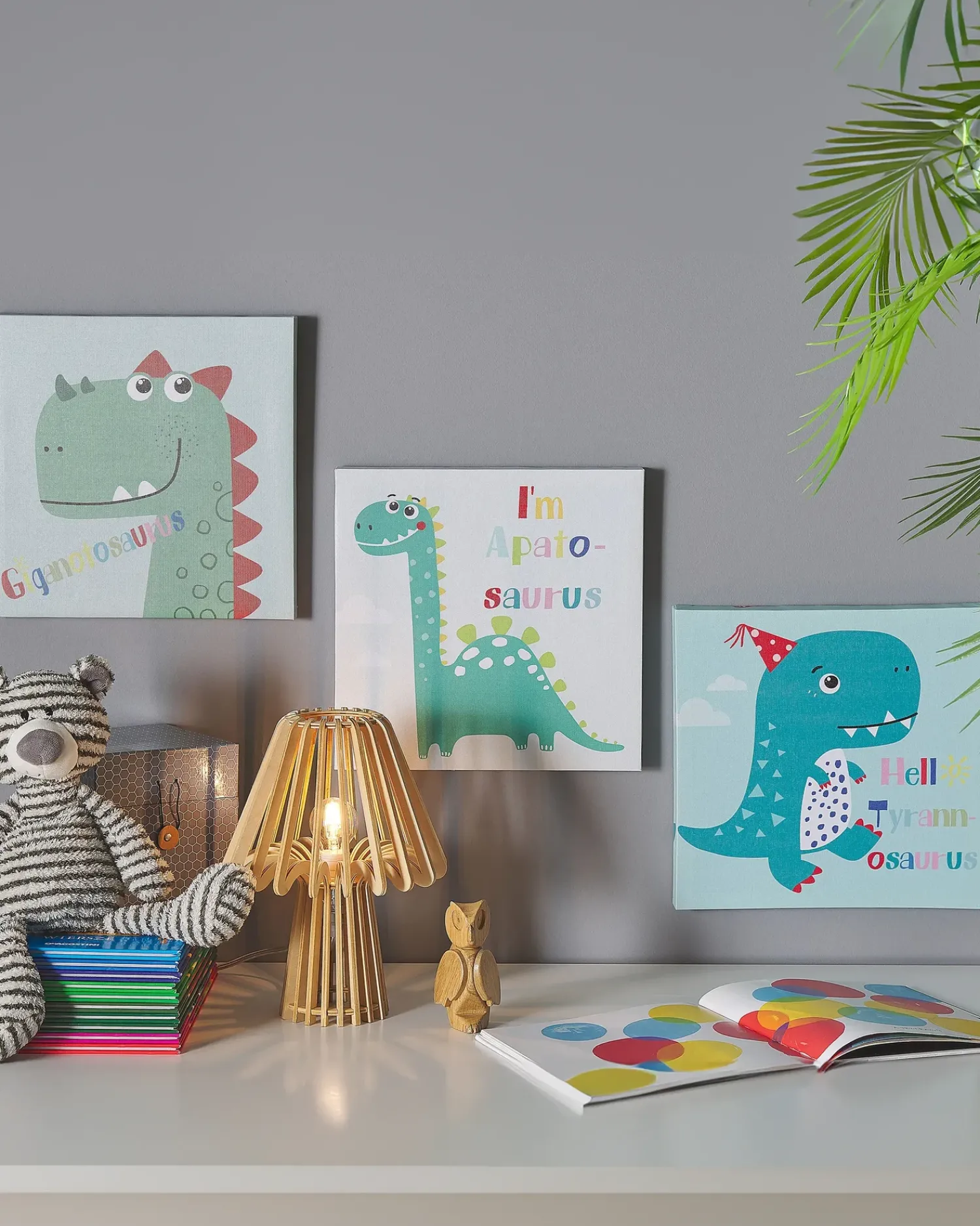 Discount Beliani Set di 3 tele BINGUI Motivo per bambini 30 x 30 cm Multicolore Verde Multicolore