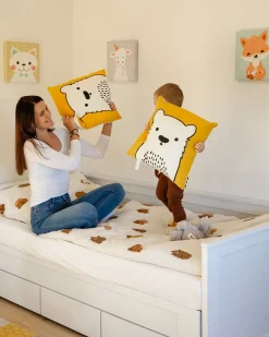 Outlet Beliani Set di 4 tele BOMBI Motivo per bambini 30 x 30 cm Multicolore Arancione Beige Bianco Giallo Rosa Verde Multicolore