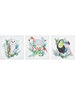 Outlet Beliani Set di 3 tele MENAKA Motivo animale 30 x 30 cm Multicolore
