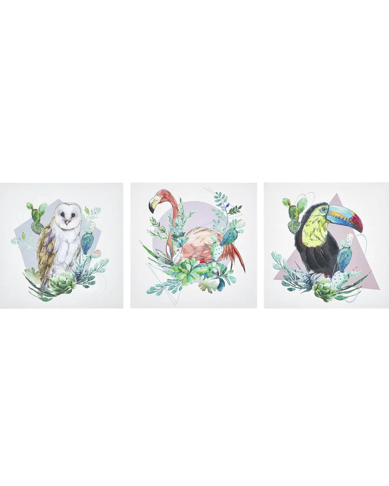 Outlet Beliani Set di 3 tele MENAKA Motivo animale 30 x 30 cm Multicolore
