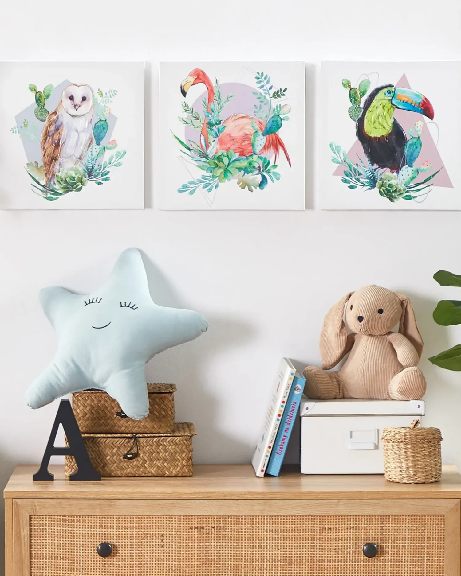 Outlet Beliani Set di 3 tele MENAKA Motivo animale 30 x 30 cm Multicolore