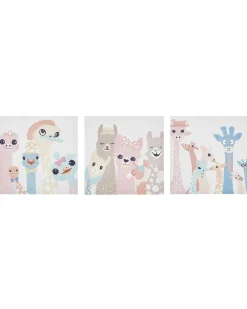 Best Beliani Set di 3 tele TILLIA Motivo animale 30 x 30 cm Multicolore