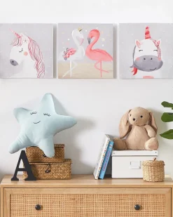 Best Beliani Set di 3 tele TIMIA Motivo animale 30 x 30 cm Grigio Rosa Grigio