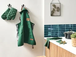 Clearance Beliani Set di Tessili da Cucina BRASSICA Verde Grigio Marrone Verde