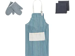 Outlet Beliani Set di Tessili da Cucina CUCUMIS Blu Bianco Blu