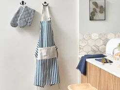 Outlet Beliani Set di Tessili da Cucina CUCUMIS Blu Bianco Blu