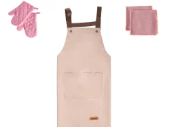 Best Beliani Set di Tessili da Cucina LACTUCA Rosa Rosa Marrone