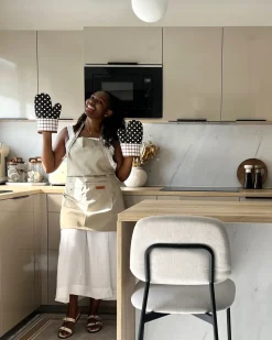 Best Beliani Set di Tessili da Cucina PISUM Beige Bianco Beige Marrone Nero