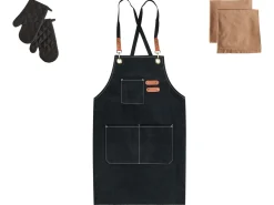 Discount Beliani Set di Tessili da Cucina RAPHANUS Nero Marrone Nero