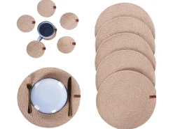 Discount Beliani Set di tovagliette e sottobicchieri MUNTRIES Iuta Naturale