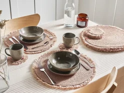 New Beliani Set di tovagliette e sottobicchieri RIBBERY Iuta Naturale