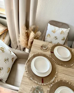 New Beliani Set di tovagliette e sottobicchieri RIBBERY Iuta Naturale
