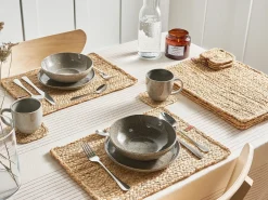 New Beliani Set di tovagliette e sottobicchieri QUANDONG Iuta Naturale